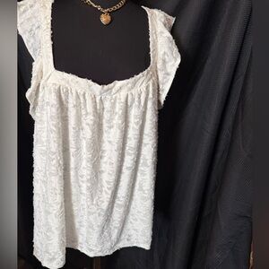 LC Lauren Conrad  White Textured Women's Blouse size 4X NEW